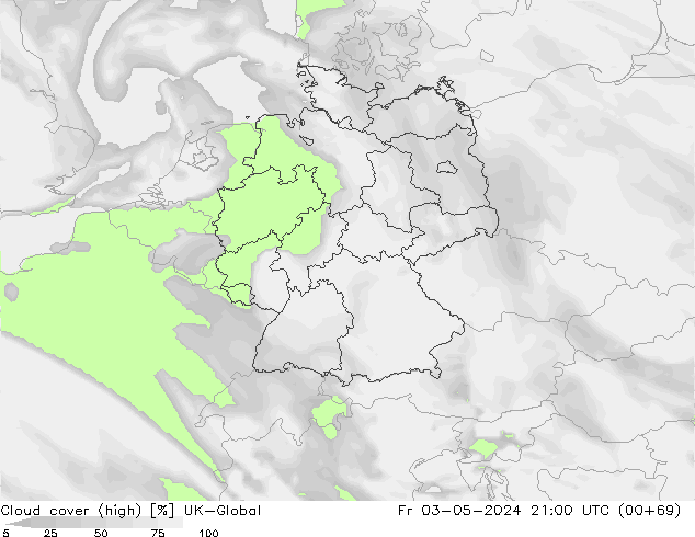 Cloud cover (high) UK-Global Fr 03.05.2024 21 UTC