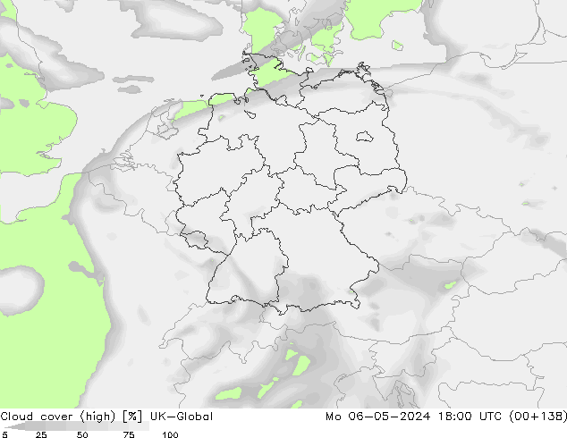 zachmurzenie (wysokie) UK-Global pon. 06.05.2024 18 UTC