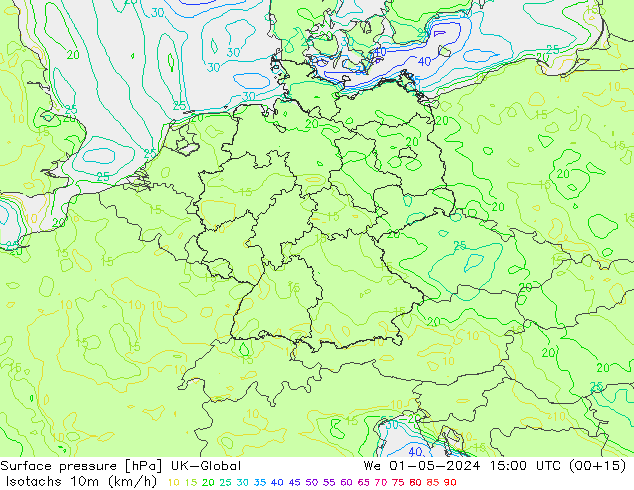 Isotachs (kph) UK-Global ср 01.05.2024 15 UTC