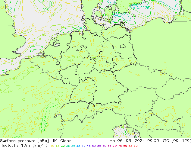 Isotachs (kph) UK-Global Seg 06.05.2024 00 UTC