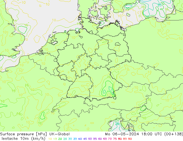 Isotachs (kph) UK-Global Seg 06.05.2024 18 UTC