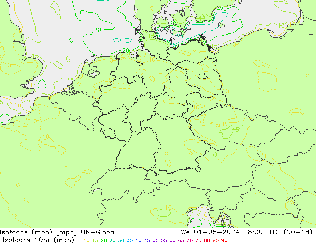 Isotachen (mph) UK-Global wo 01.05.2024 18 UTC