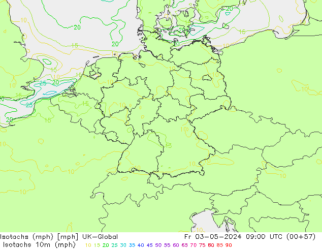 Isotachs (mph) UK-Global ven 03.05.2024 09 UTC