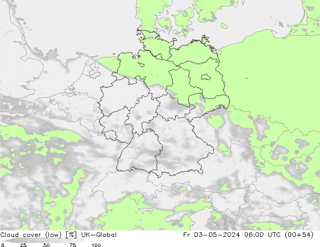 nízká oblaka UK-Global Pá 03.05.2024 06 UTC