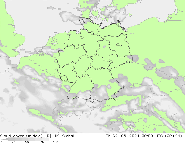 Cloud cover (middle) UK-Global Th 02.05.2024 00 UTC