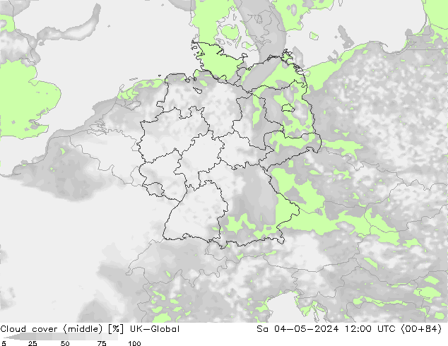 Bewolking (Middelb.) UK-Global za 04.05.2024 12 UTC