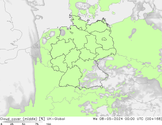 oblačnosti uprostřed UK-Global St 08.05.2024 00 UTC