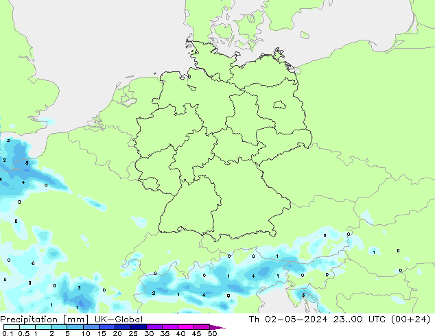 Precipitación UK-Global jue 02.05.2024 00 UTC