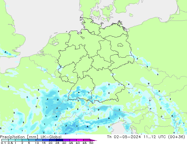 Precipitation UK-Global Th 02.05.2024 12 UTC