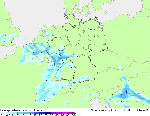 Precipitación UK-Global vie 03.05.2024 00 UTC