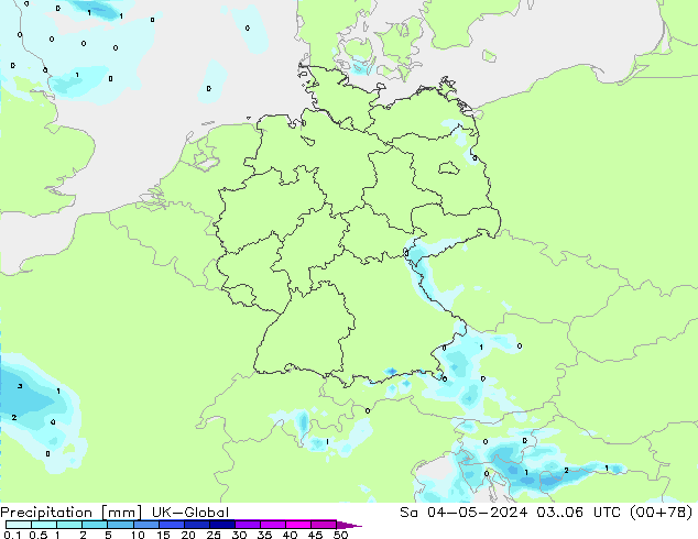 Precipitación UK-Global sáb 04.05.2024 06 UTC