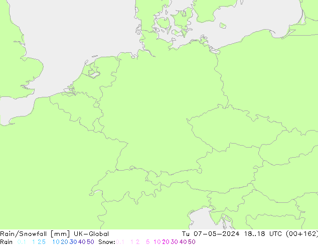 Rain/Snowfall UK-Global вт 07.05.2024 18 UTC