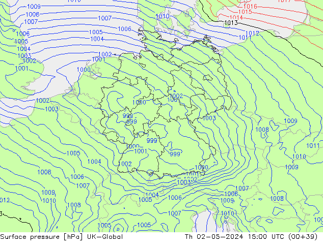 Atmosférický tlak UK-Global Čt 02.05.2024 15 UTC