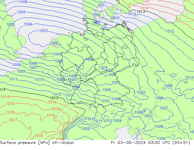 Atmosférický tlak UK-Global Pá 03.05.2024 03 UTC