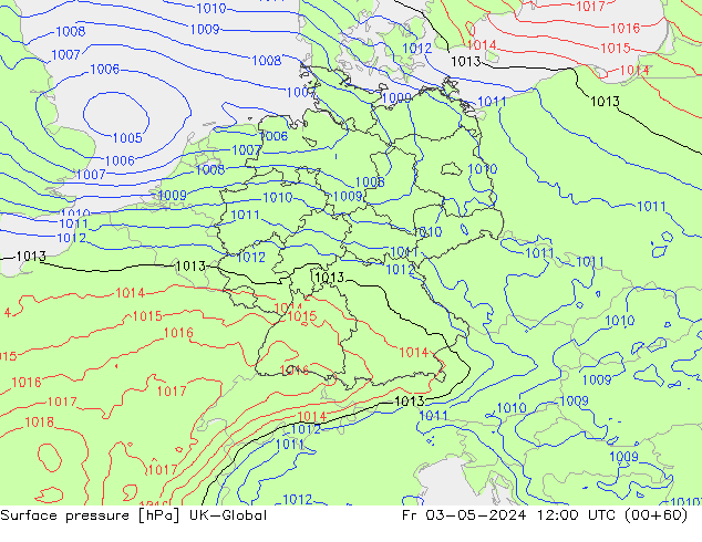 Surface pressure UK-Global Fr 03.05.2024 12 UTC