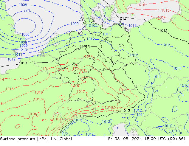 Surface pressure UK-Global Fr 03.05.2024 18 UTC