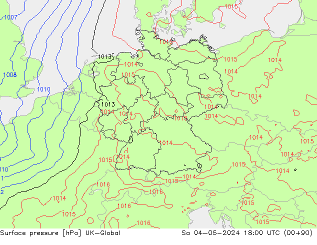 pression de l'air UK-Global sam 04.05.2024 18 UTC