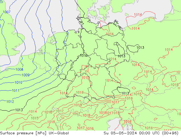 Atmosférický tlak UK-Global Ne 05.05.2024 00 UTC