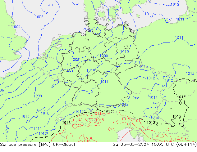 Surface pressure UK-Global Su 05.05.2024 18 UTC