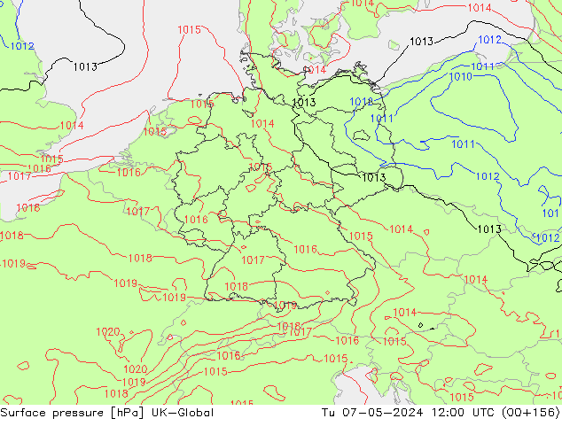 Surface pressure UK-Global Tu 07.05.2024 12 UTC