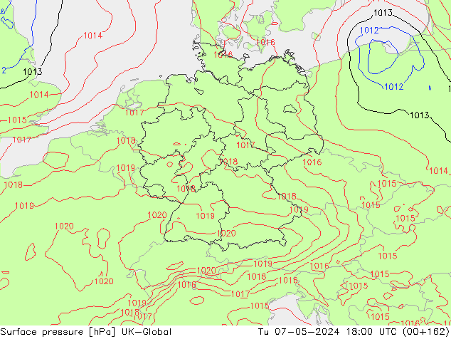 pression de l'air UK-Global mar 07.05.2024 18 UTC