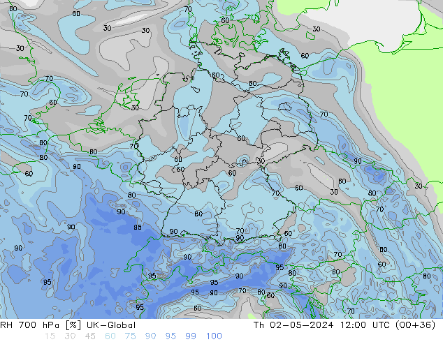 RH 700 гПа UK-Global чт 02.05.2024 12 UTC