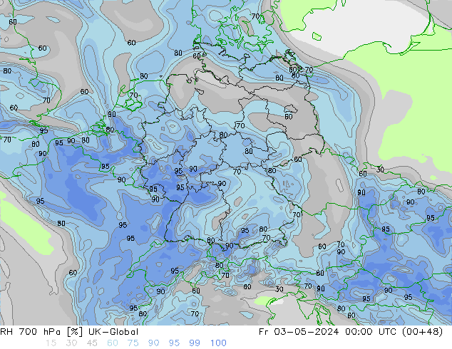 RH 700 hPa UK-Global Fr 03.05.2024 00 UTC
