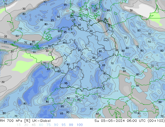 RH 700 hPa UK-Global dom 05.05.2024 06 UTC