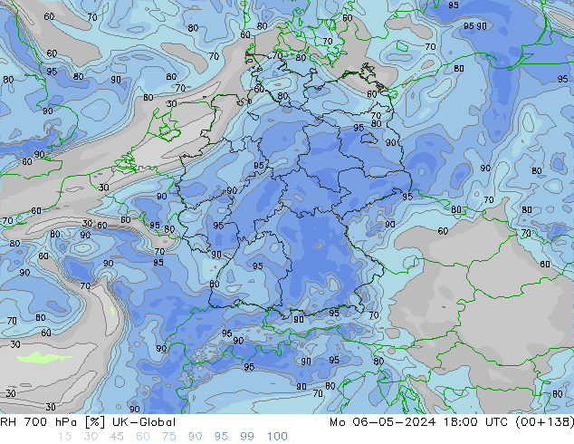 RH 700 hPa UK-Global Mo 06.05.2024 18 UTC