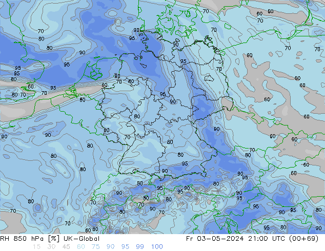 RH 850 hPa UK-Global Fr 03.05.2024 21 UTC