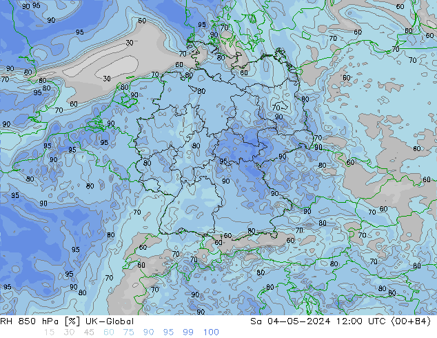 RH 850 hPa UK-Global So 04.05.2024 12 UTC