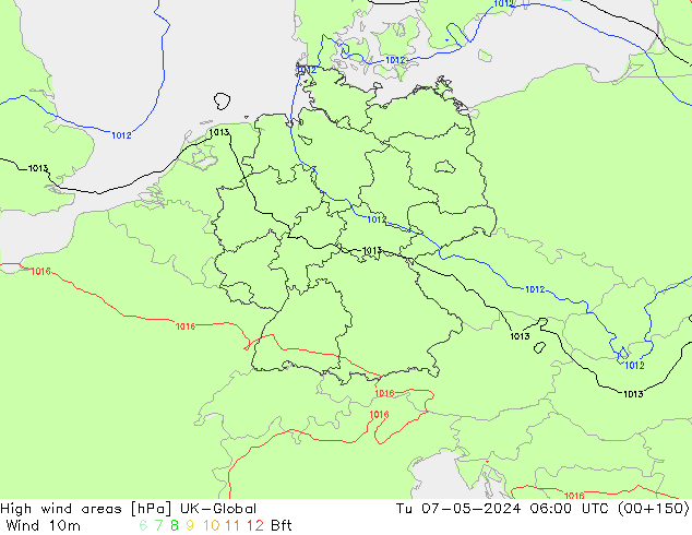 High wind areas UK-Global Tu 07.05.2024 06 UTC