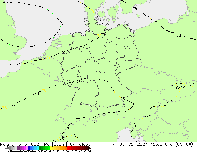 Height/Temp. 950 hPa UK-Global Fr 03.05.2024 18 UTC