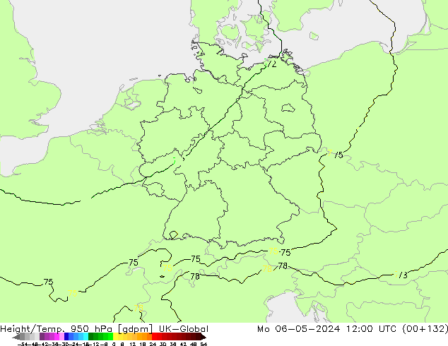 Height/Temp. 950 hPa UK-Global Mo 06.05.2024 12 UTC