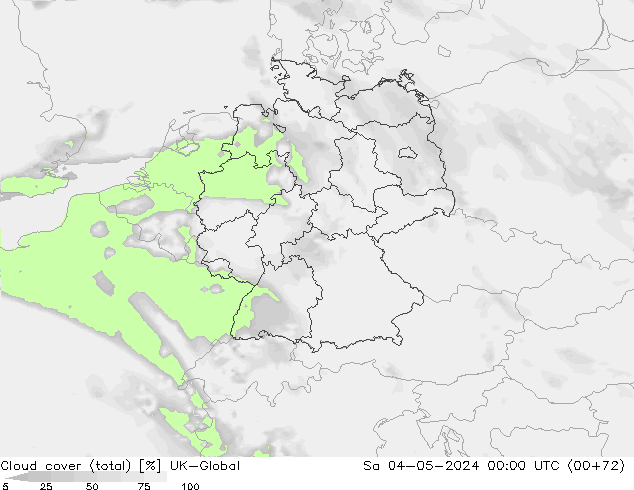 Cloud cover (total) UK-Global Sa 04.05.2024 00 UTC