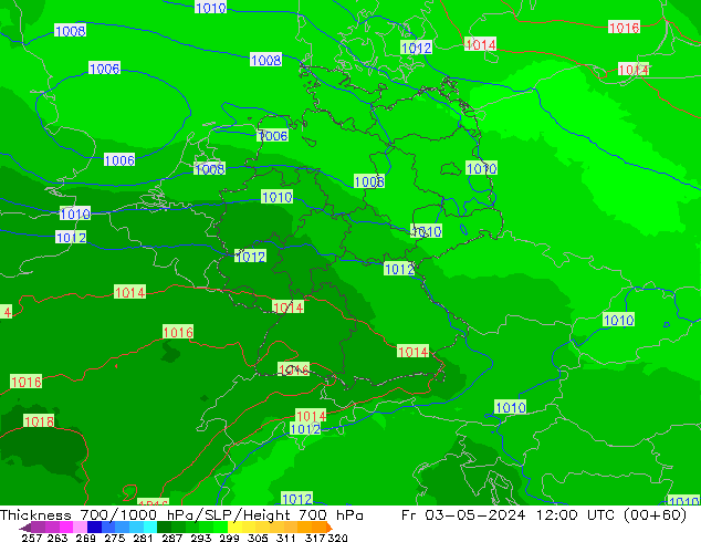 Thck 700-1000 hPa UK-Global Fr 03.05.2024 12 UTC