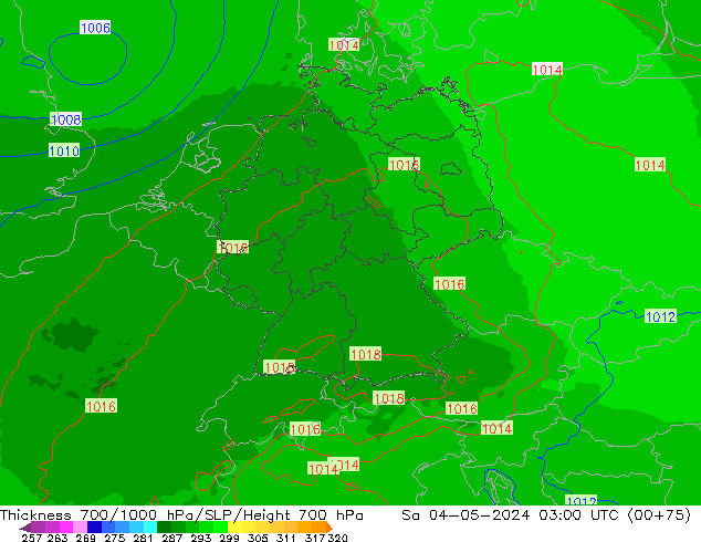 Thck 700-1000 hPa UK-Global Sa 04.05.2024 03 UTC