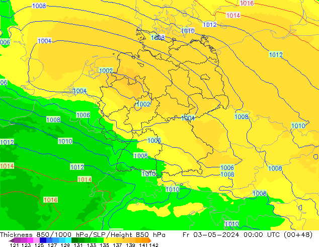 Thck 850-1000 hPa UK-Global Fr 03.05.2024 00 UTC