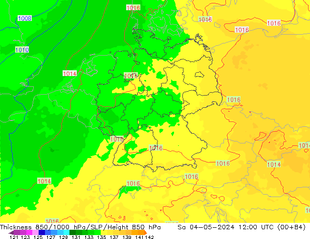 Schichtdicke 850-1000 hPa UK-Global Sa 04.05.2024 12 UTC