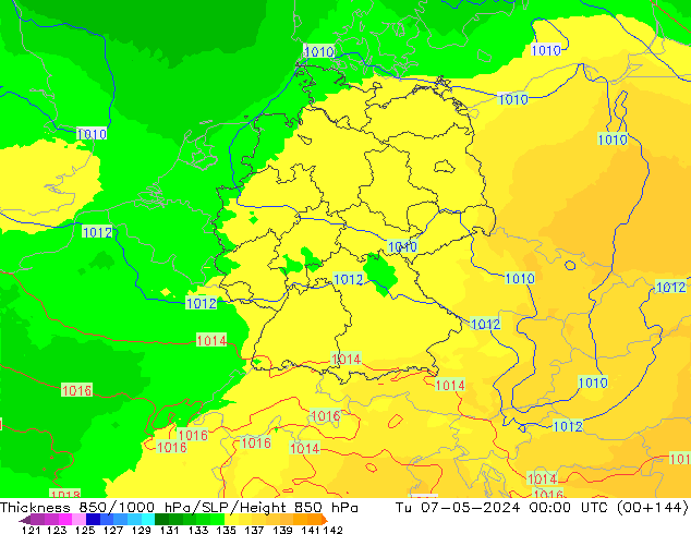 Thck 850-1000 гПа UK-Global вт 07.05.2024 00 UTC