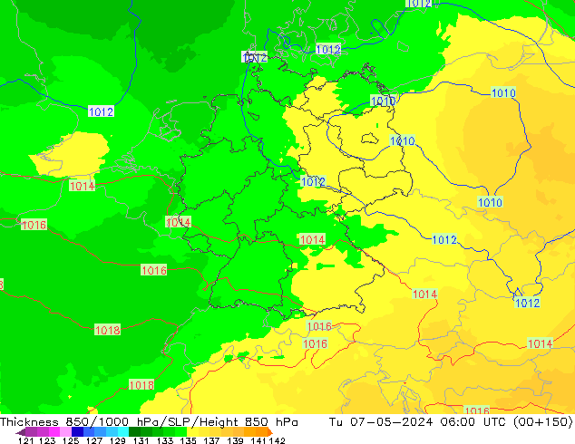 Thck 850-1000 hPa UK-Global Tu 07.05.2024 06 UTC