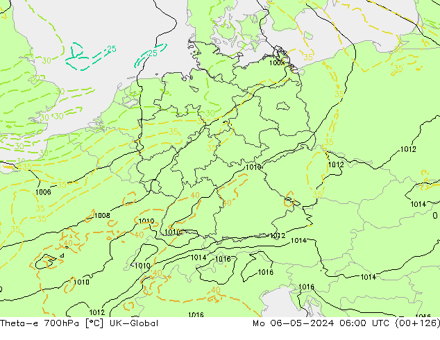 Theta-e 700hPa UK-Global lun 06.05.2024 06 UTC