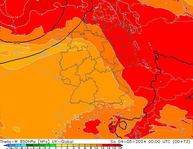 Theta-W 850hPa UK-Global sab 04.05.2024 00 UTC