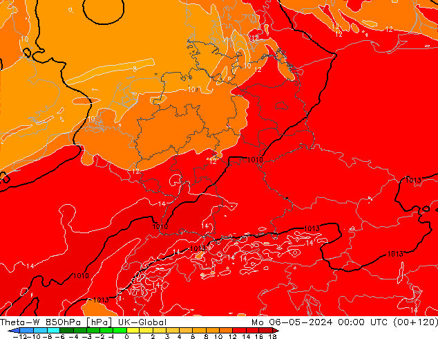 Theta-W 850hPa UK-Global lun 06.05.2024 00 UTC