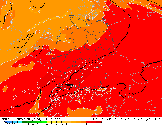 Theta-W 850hPa UK-Global Mo 06.05.2024 06 UTC