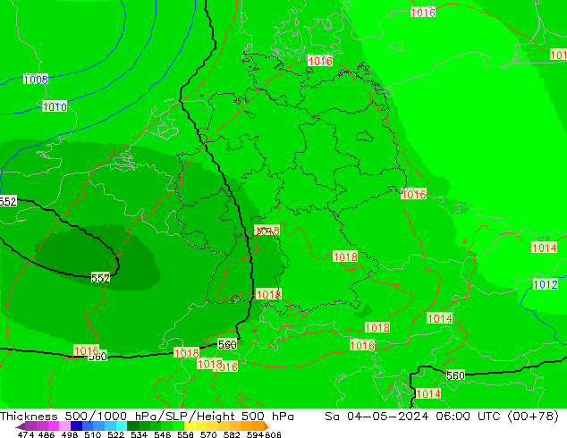 Thck 500-1000гПа UK-Global сб 04.05.2024 06 UTC