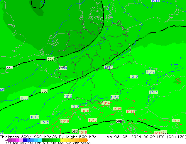 Thck 500-1000hPa UK-Global Mo 06.05.2024 00 UTC