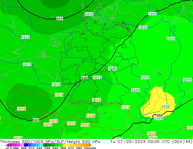 500-1000 hPa Kalınlığı UK-Global Sa 07.05.2024 00 UTC