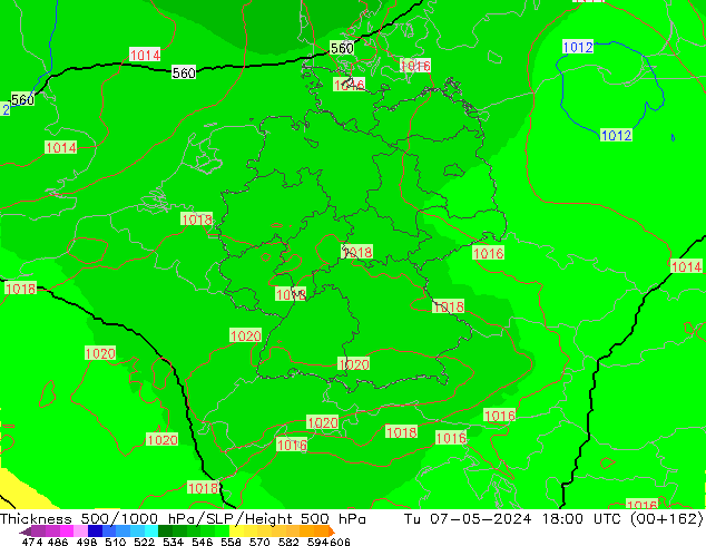 Thck 500-1000hPa UK-Global Tu 07.05.2024 18 UTC