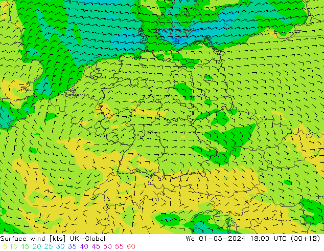 Bodenwind UK-Global Mi 01.05.2024 18 UTC